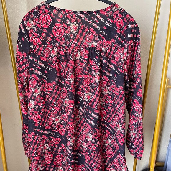 Silk Boho Red Black Gold Floaty Top Statement Festival Piece - Picture 4 of 13